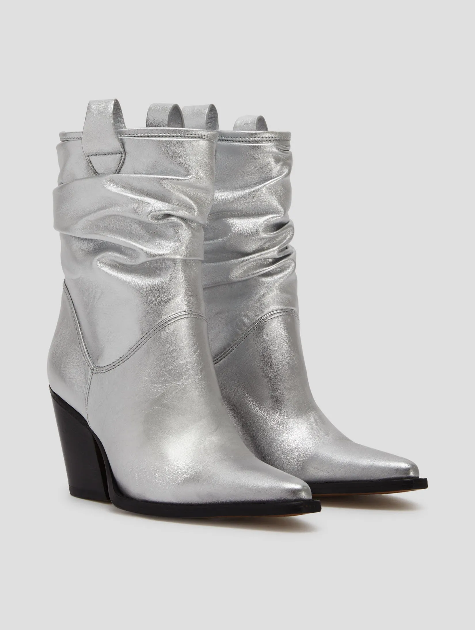 ALISON 80MM WRINKLED BOOT IN SILVER CALFSKIN