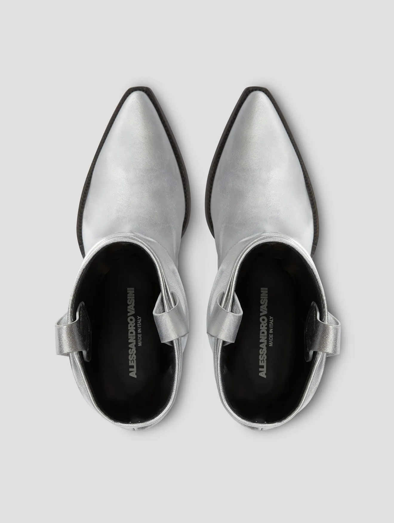ALISON 80MM WRINKLED BOOT IN SILVER CALFSKIN