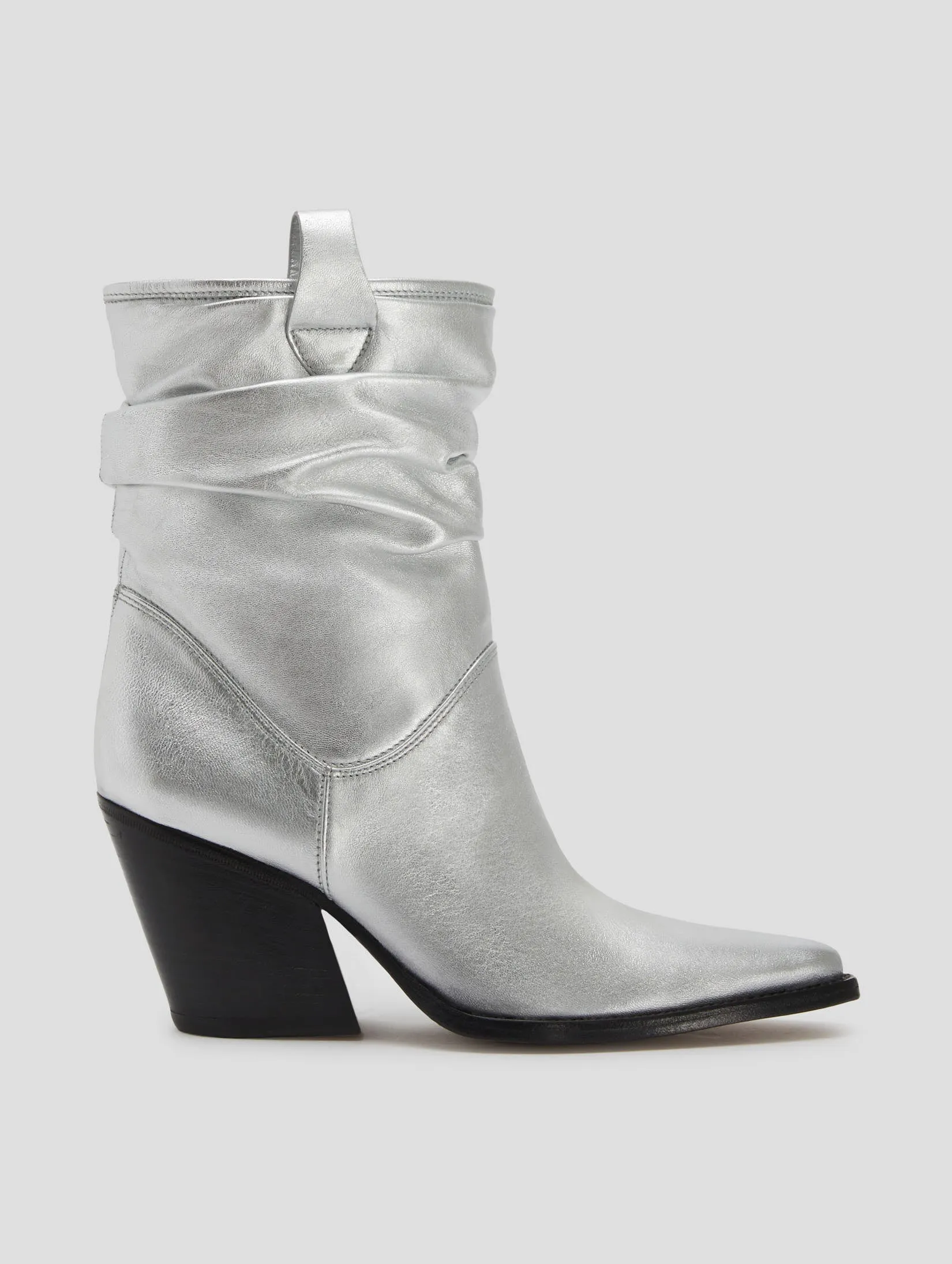 ALISON 80MM WRINKLED BOOT IN SILVER CALFSKIN