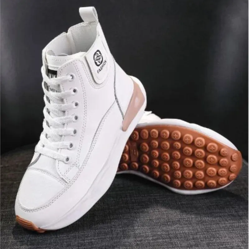 Autumn high top small white shoes female new students all board shoes thick sole platform casual shoes increase sneakers C1266