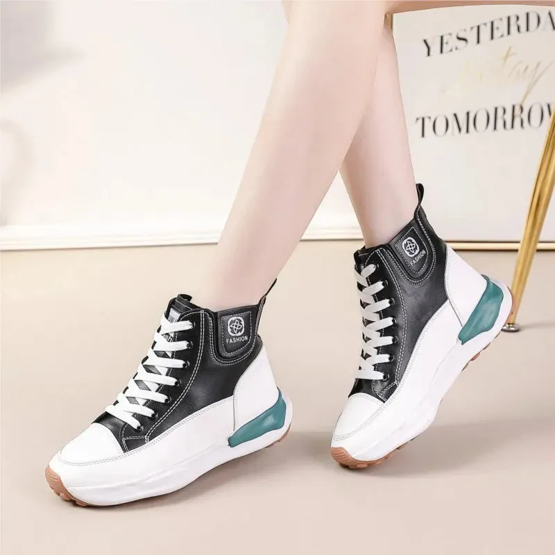 Autumn high top small white shoes female new students all board shoes thick sole platform casual shoes increase sneakers C1266