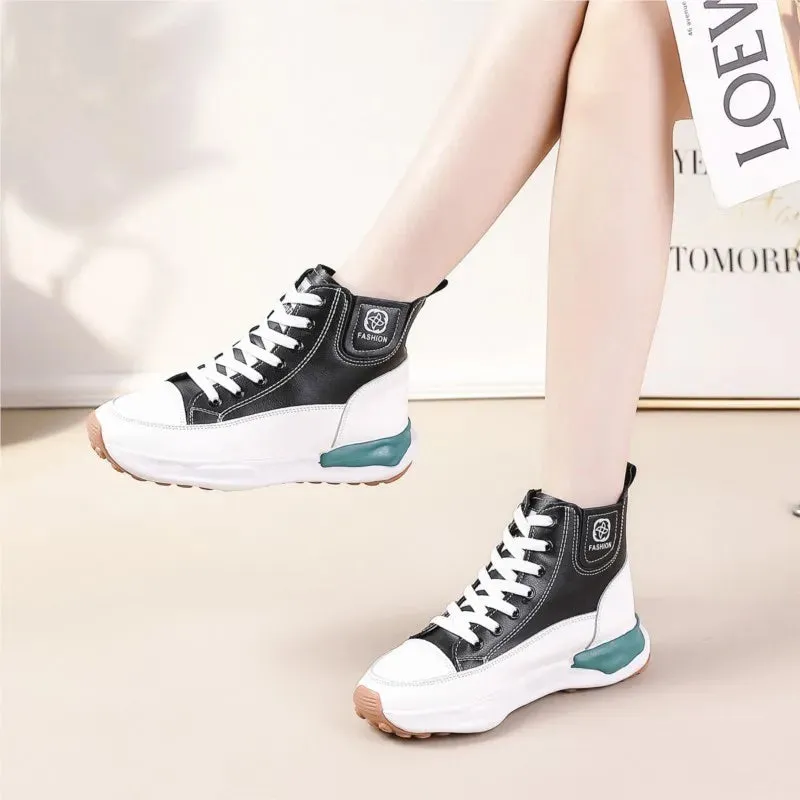 Autumn high top small white shoes female new students all board shoes thick sole platform casual shoes increase sneakers C1266