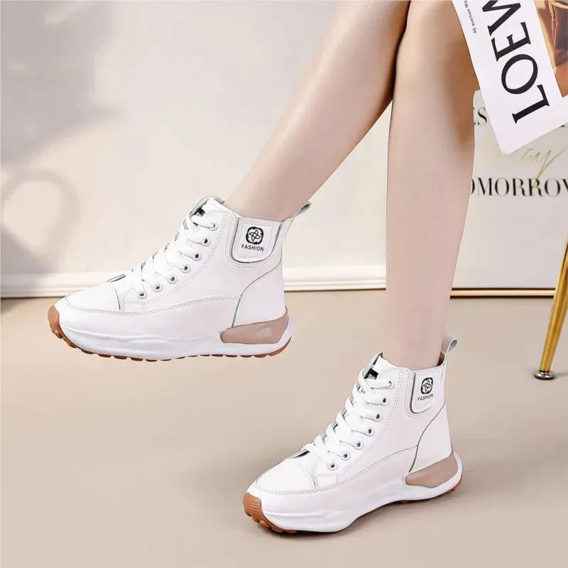 Autumn high top small white shoes female new students all board shoes thick sole platform casual shoes increase sneakers C1266