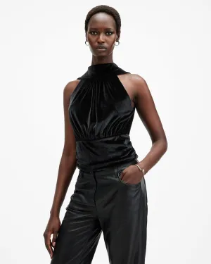 Bellatrix High Neck Velvet Top