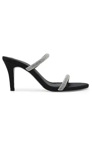 Black Strap Embellished Open Toe Heels