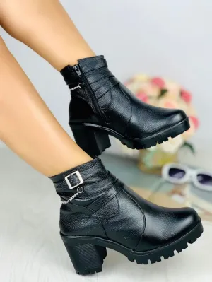 Block Heel Black Ankle Boots