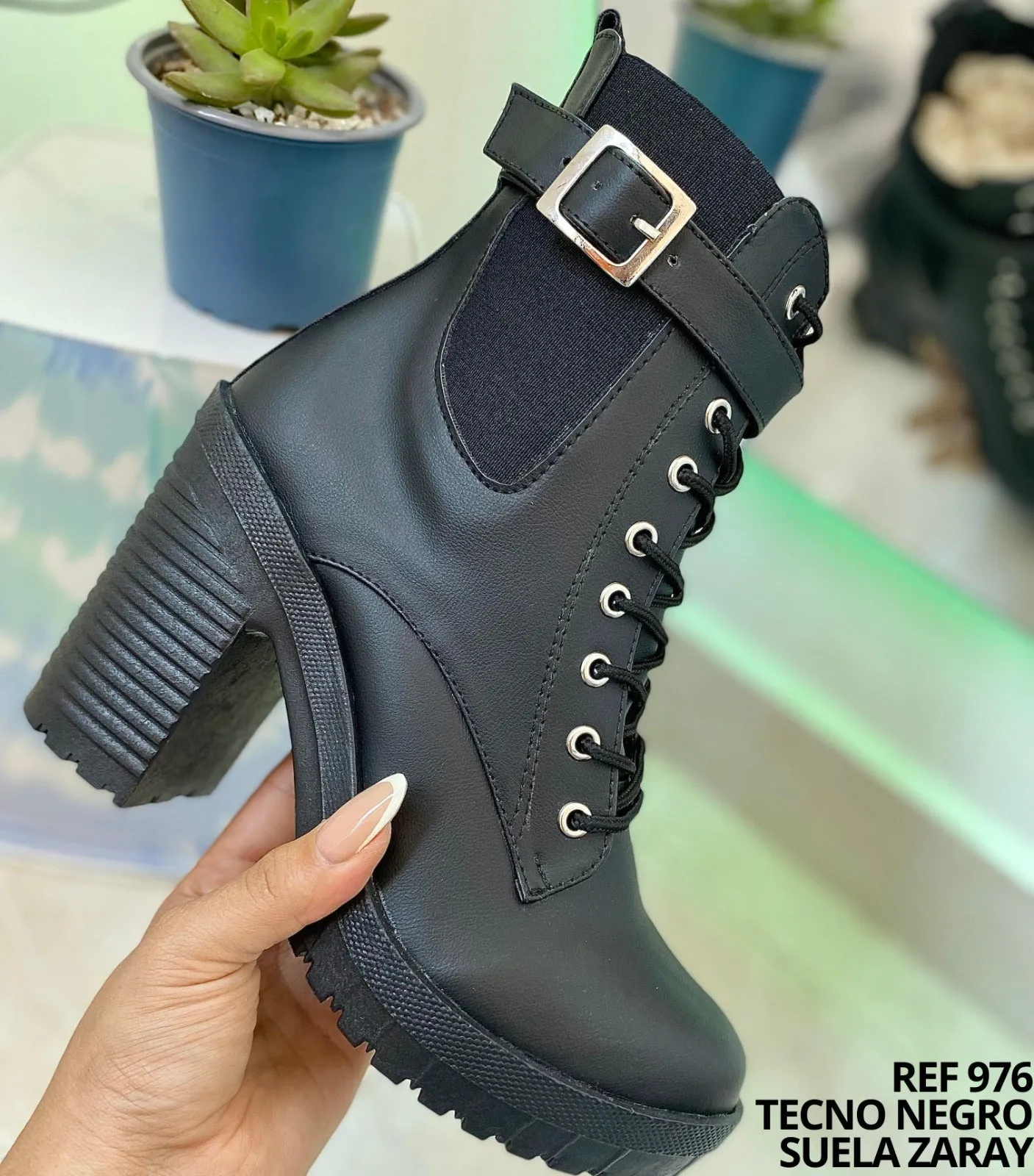 Block Heel Black Ankle Boots