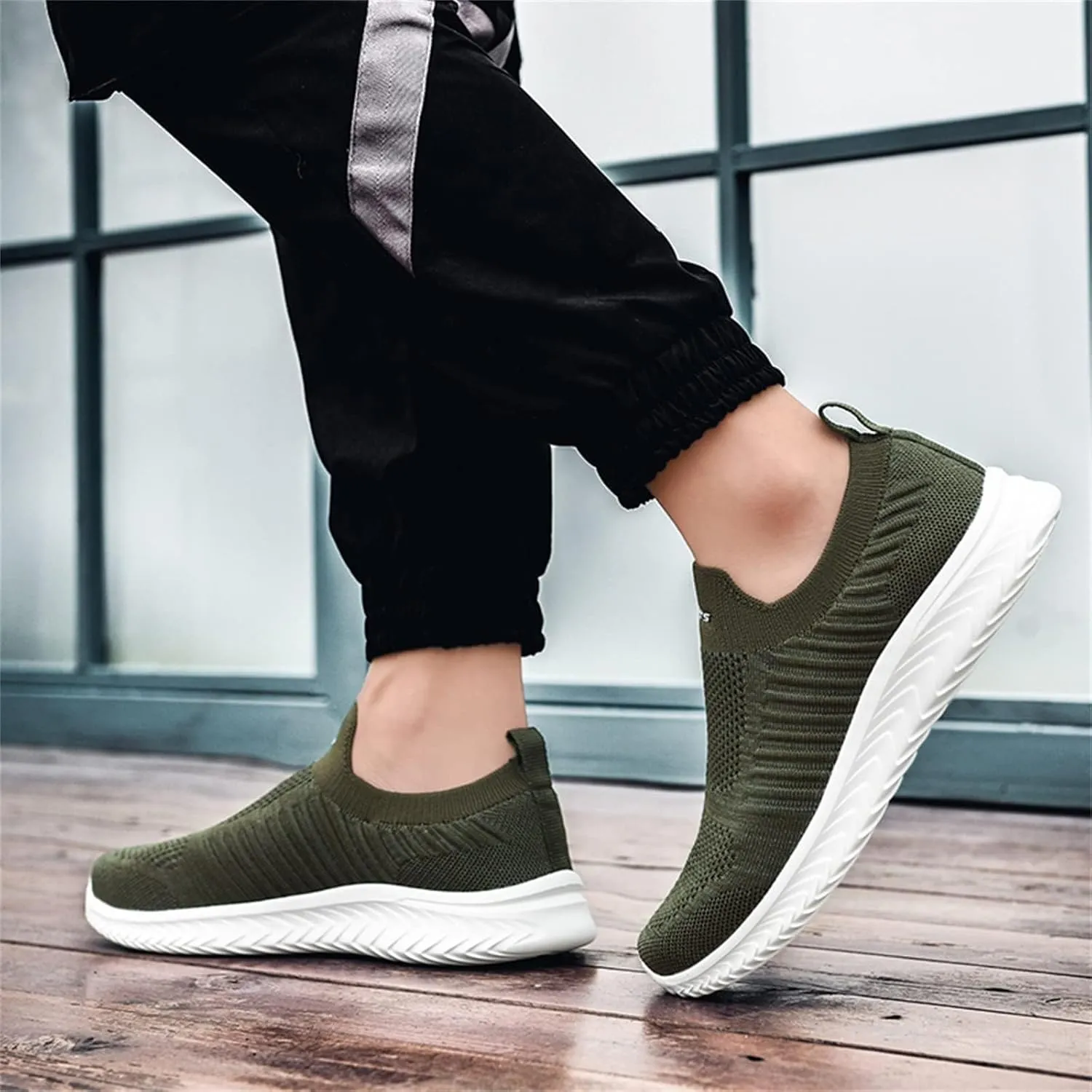 BORAMAX Mens Slip On Running Shoes Breathable Lightweight Comfortable Fashion Non Slip Sneakers for Men