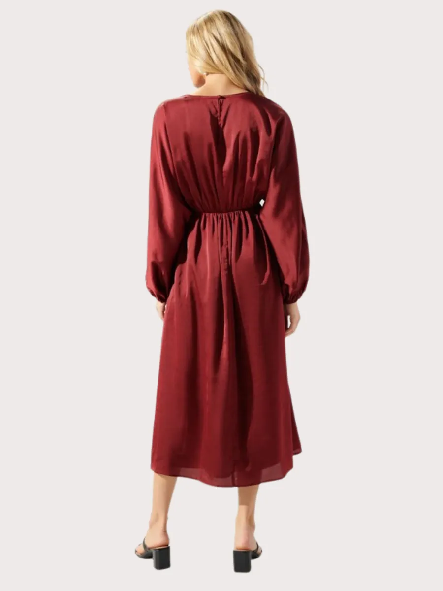 Chateau Satin Dolman Sleeve Midi Dress