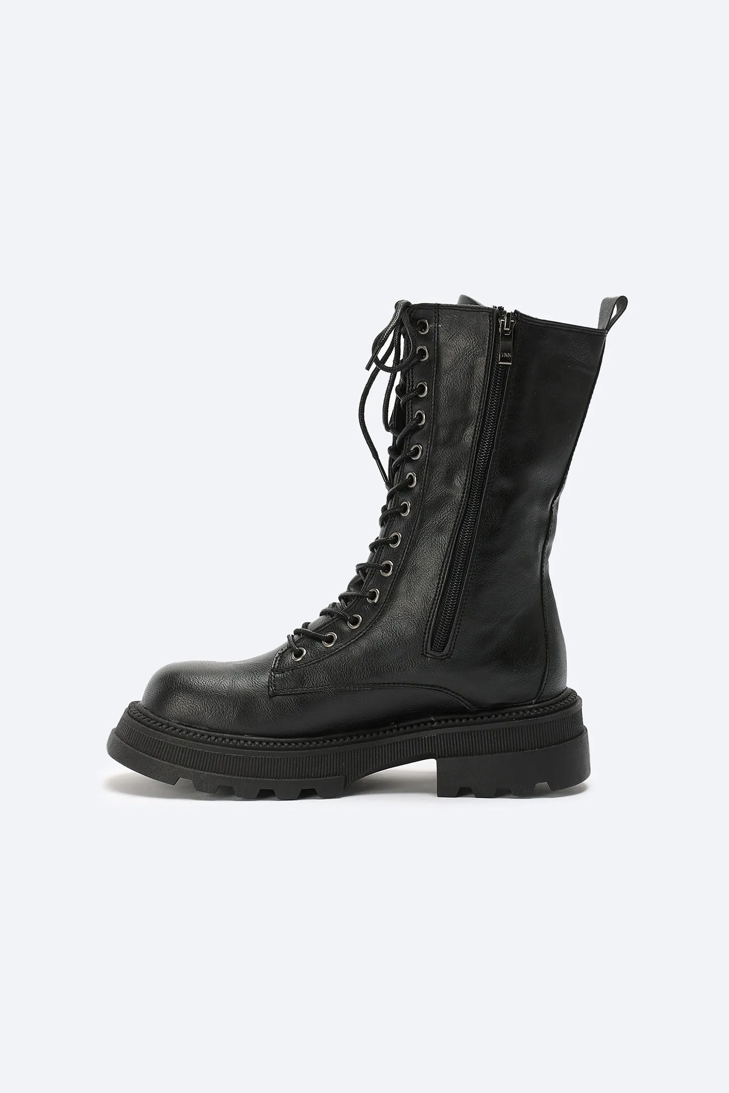 CHUNKY LACE UP BOOTS - BLACK