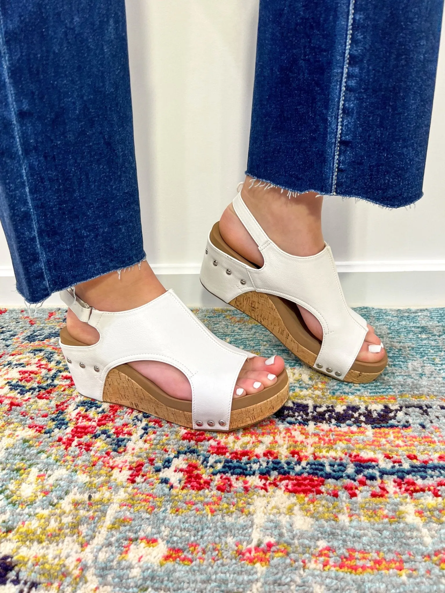 Corky's Footwear Carley Wedge Sandal - White Smooth