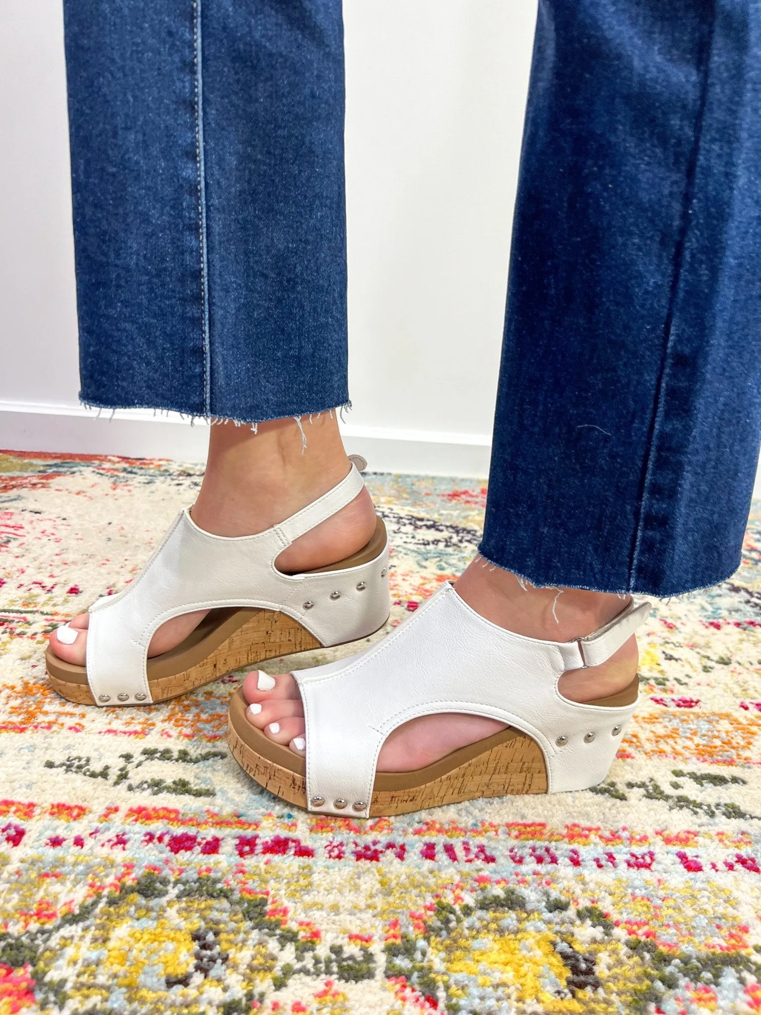 Corky's Footwear Carley Wedge Sandal - White Smooth