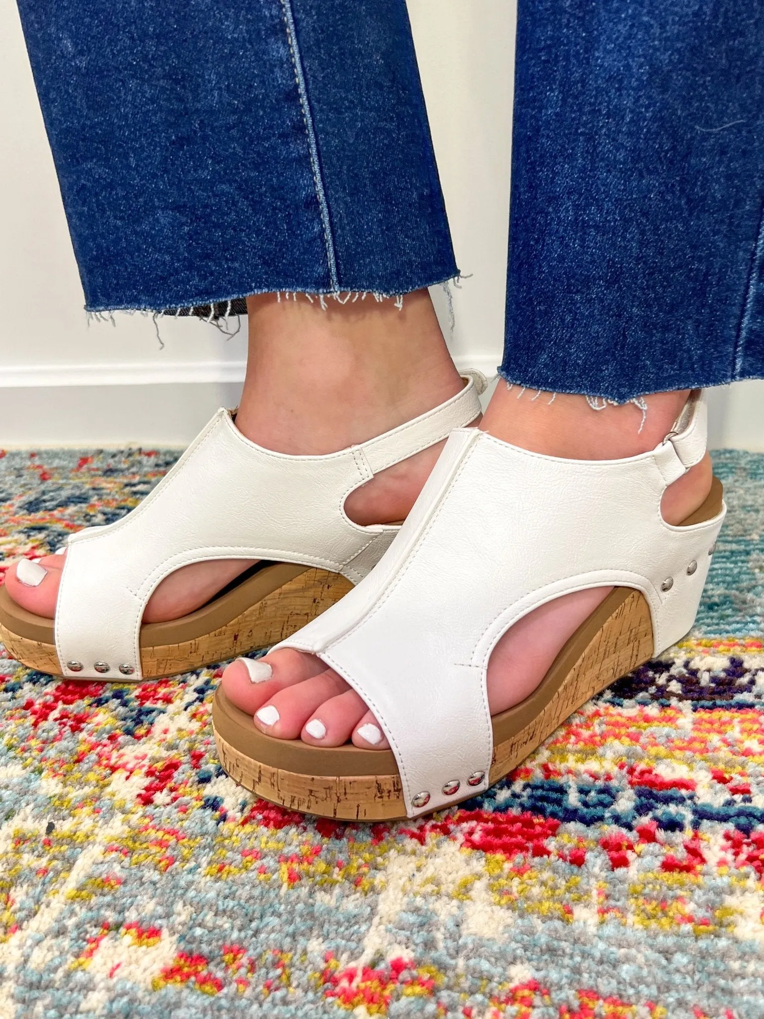 Corky's Footwear Carley Wedge Sandal - White Smooth