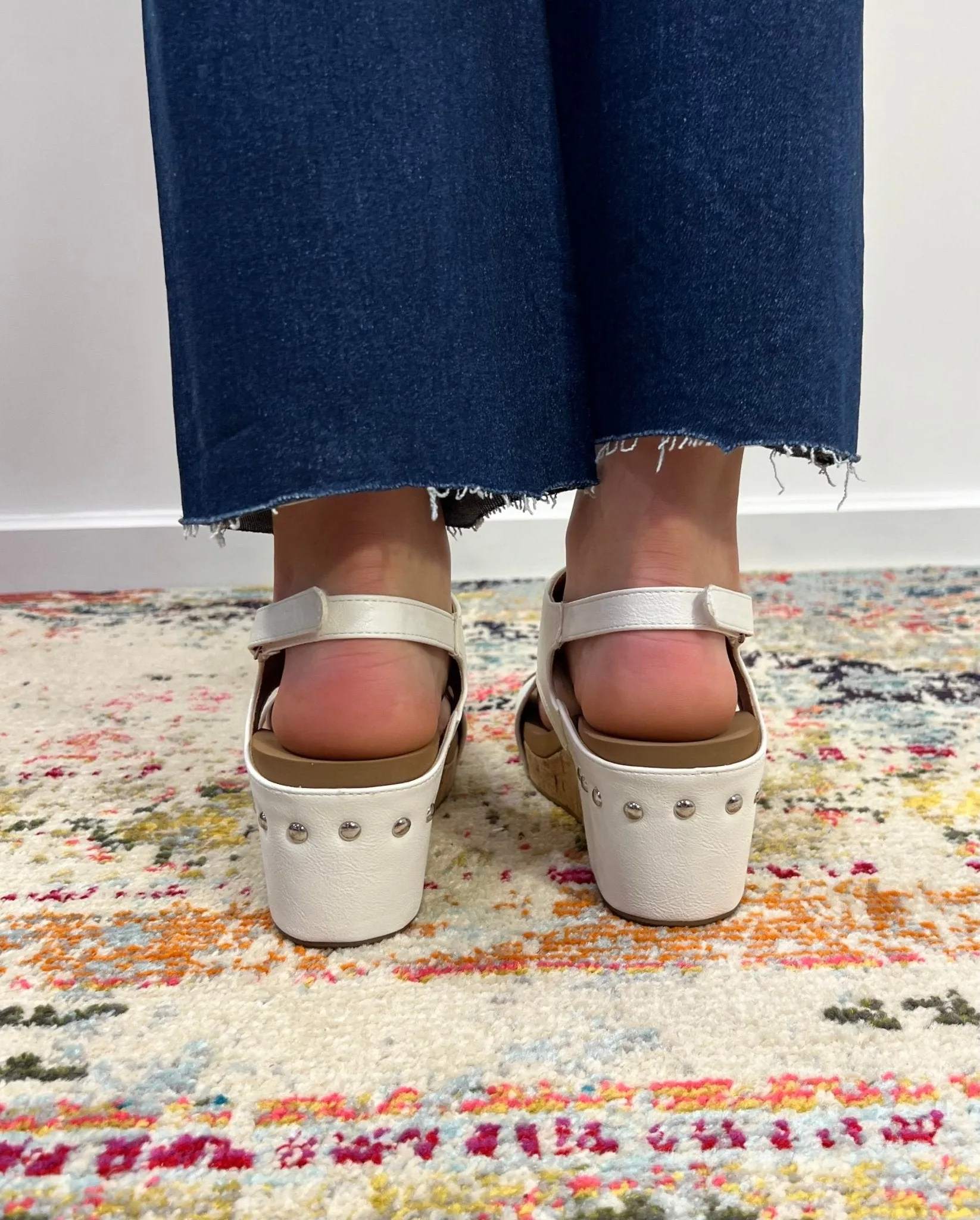 Corky's Footwear Carley Wedge Sandal - White Smooth