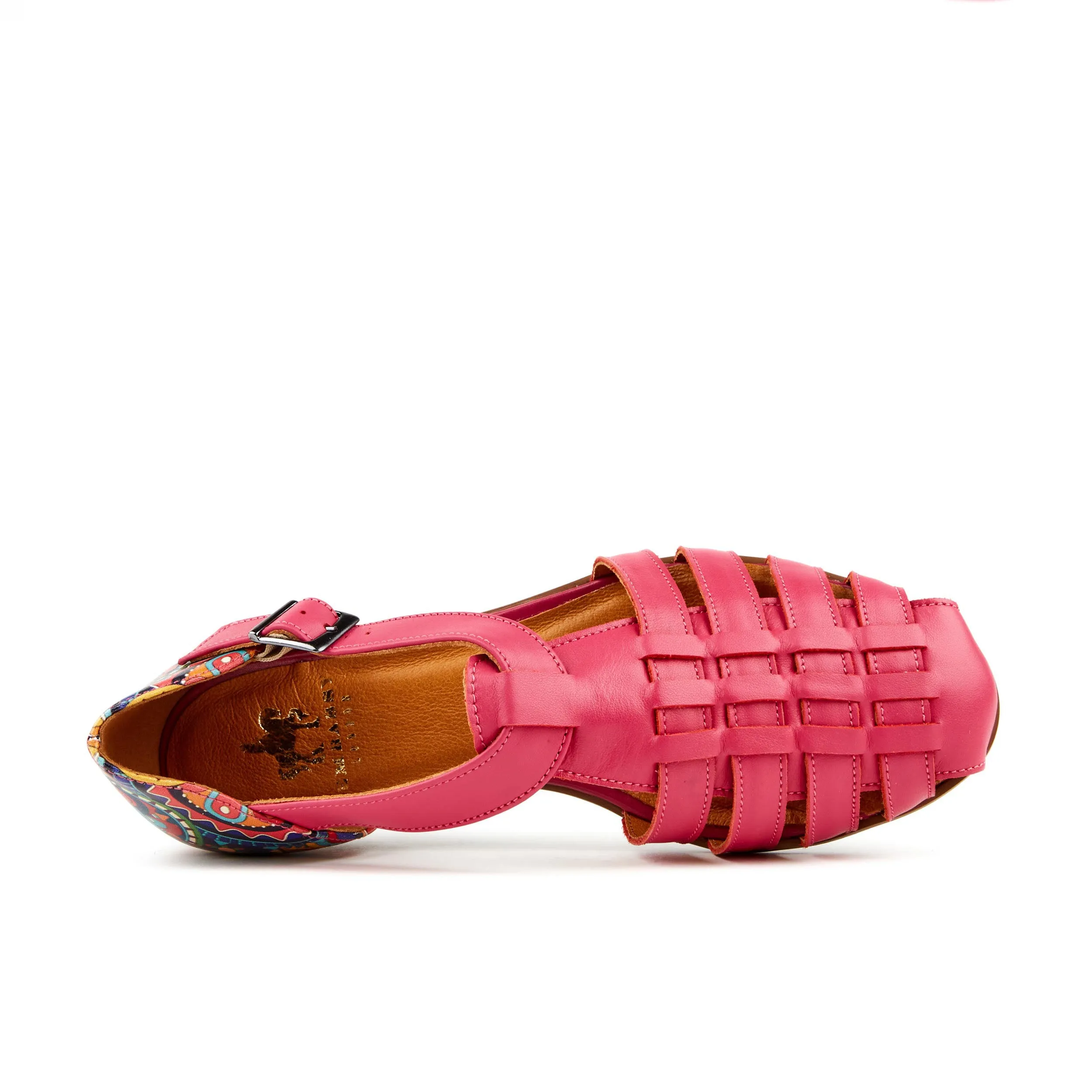 Cowell - Pink - Women's fishermen flat leather sandal with covered heel