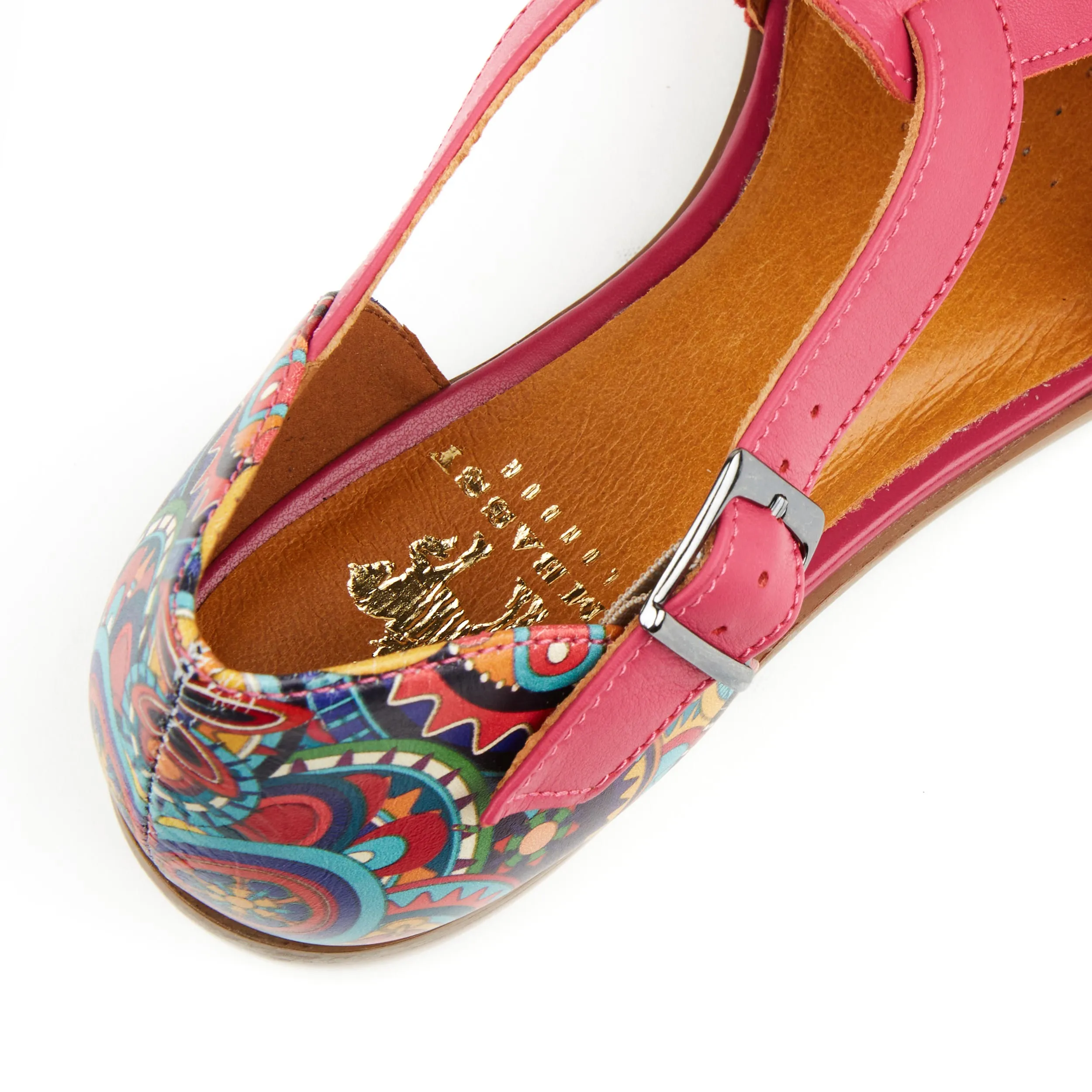 Cowell - Pink - Women's fishermen flat leather sandal with covered heel