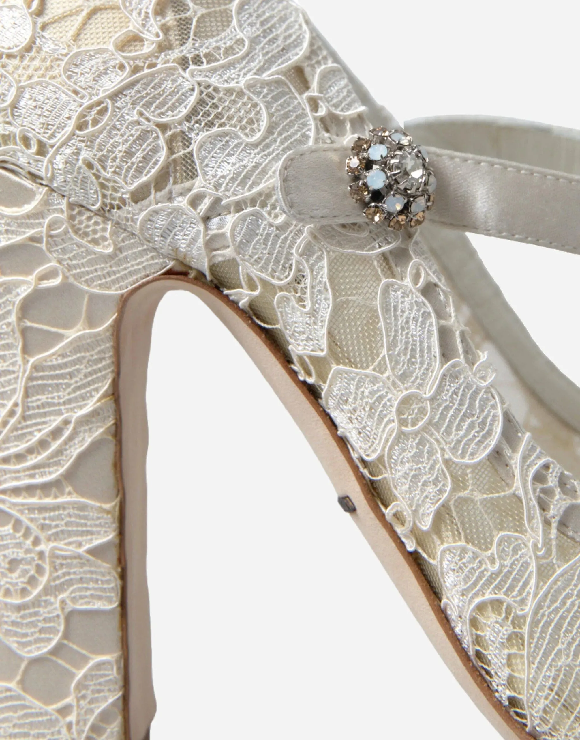 Crystal embellished Lace Sandals