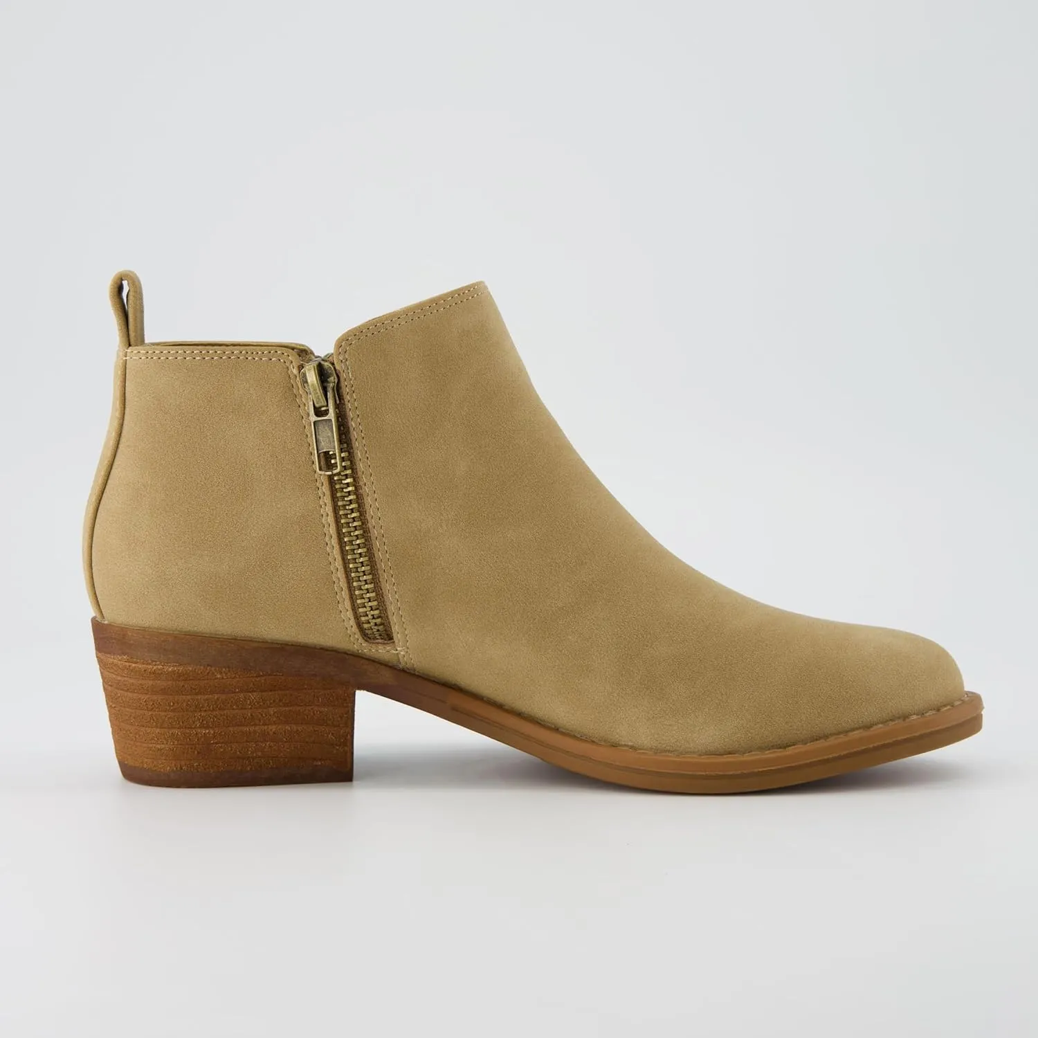 CUSHIONAIRE Taco Womens Ankle Bootie  Low Heel Ankle Boots for Women with Memory Foam Comfort, Side Zipper, and Wide Widths Available