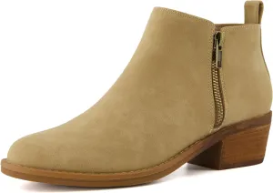 CUSHIONAIRE Taco Womens Ankle Bootie  Low Heel Ankle Boots for Women with Memory Foam Comfort, Side Zipper, and Wide Widths Available