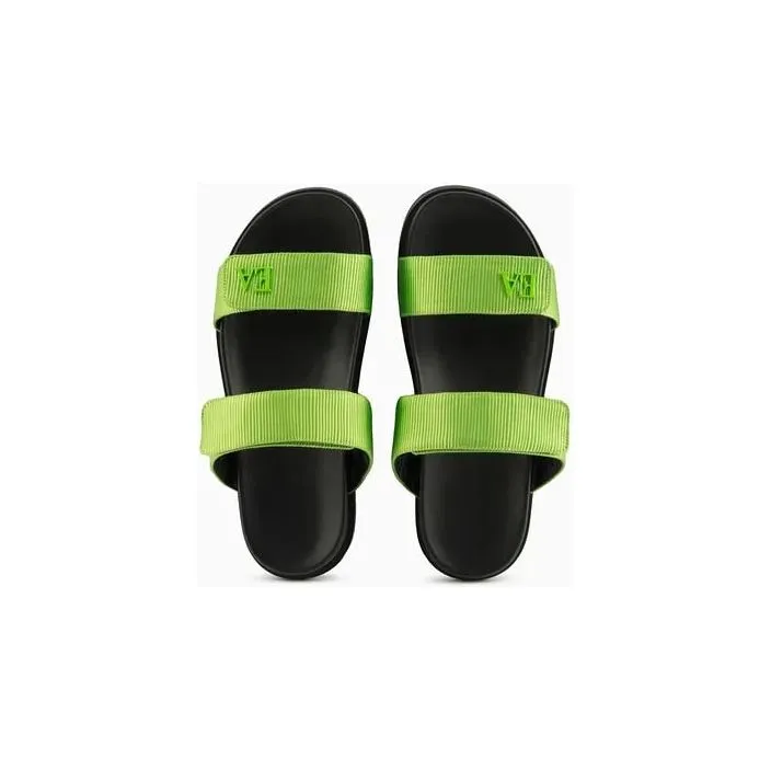 EMPORIO ARMANI DOUBLE-BAND GROSGRAIN SANDALS WITH EA LOGO