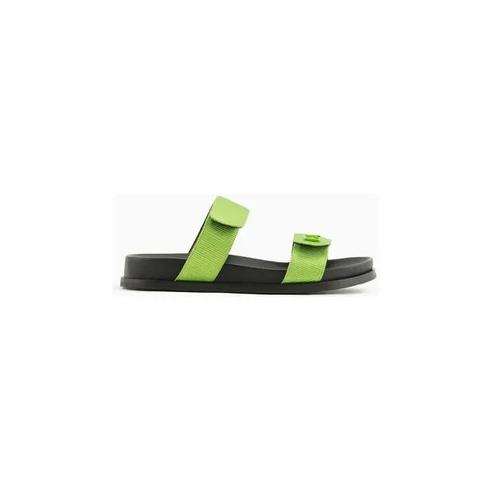 EMPORIO ARMANI DOUBLE-BAND GROSGRAIN SANDALS WITH EA LOGO