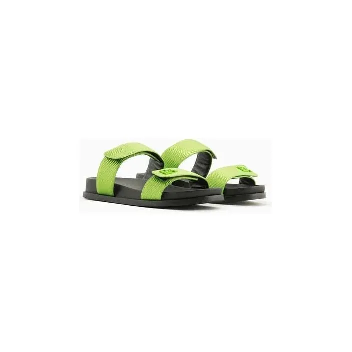 EMPORIO ARMANI DOUBLE-BAND GROSGRAIN SANDALS WITH EA LOGO