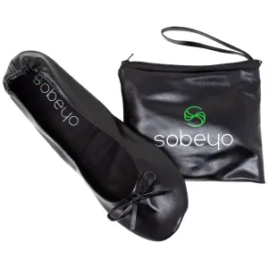 Foldable Ballet Flats Women's Travel Portable Comfortable Shoes Black SOBEYO