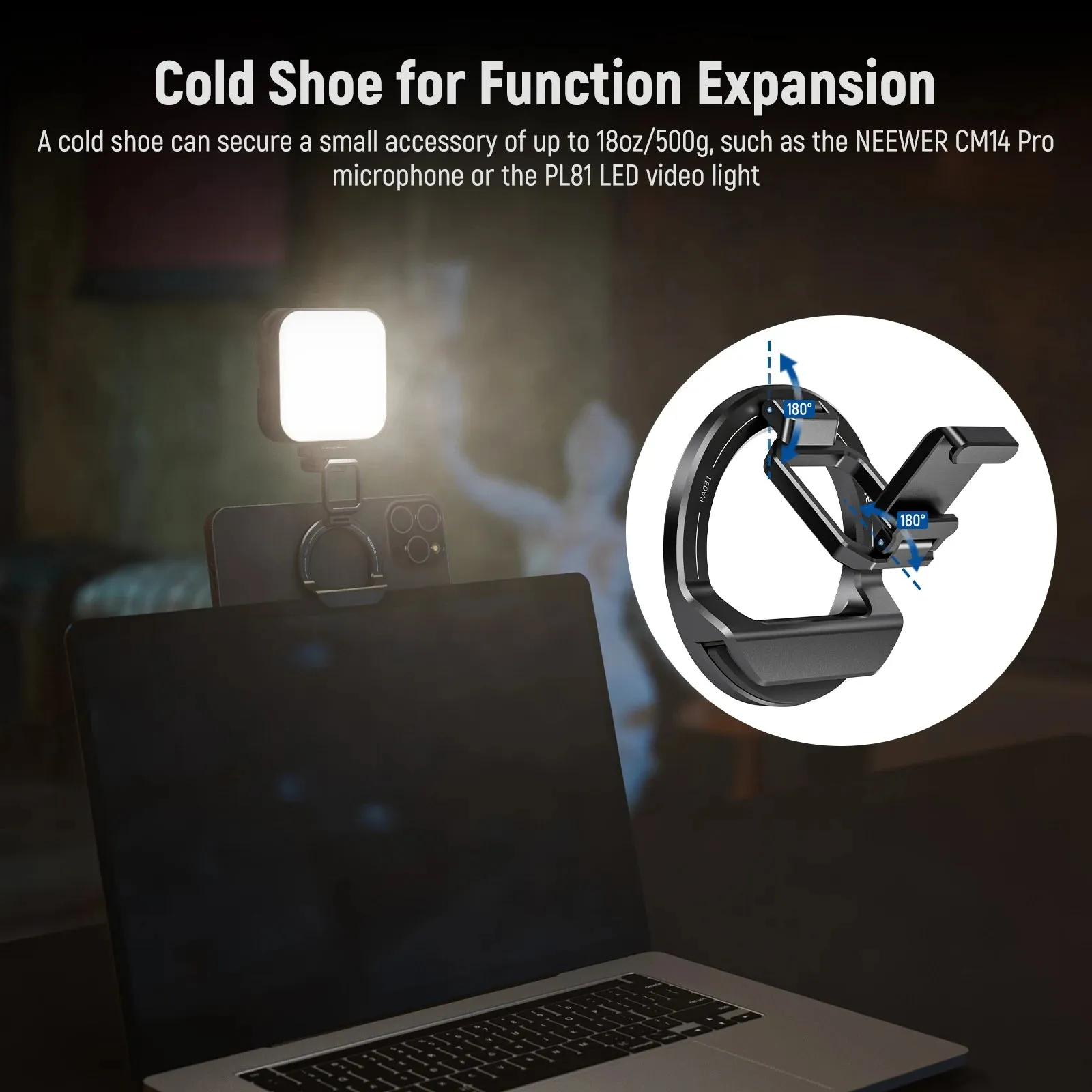 Foldable Magsafe Phone Mount with Cold Shoe for Iphone & Macbook Under 50 Characters