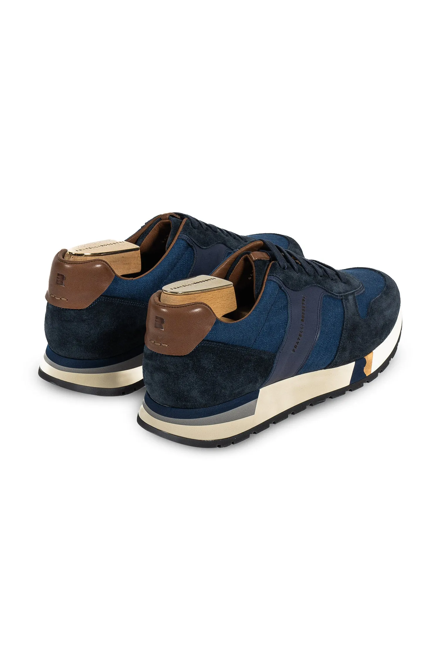 FRATELLI ROSSETTI Dark Blue Suede & Canvas Sneaker