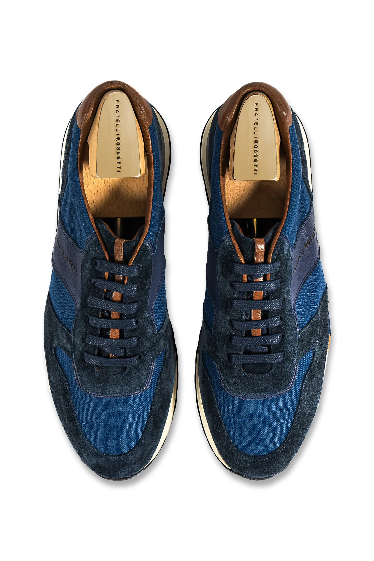 FRATELLI ROSSETTI Dark Blue Suede & Canvas Sneaker