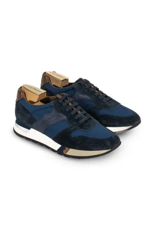 FRATELLI ROSSETTI Dark Blue Suede & Canvas Sneaker