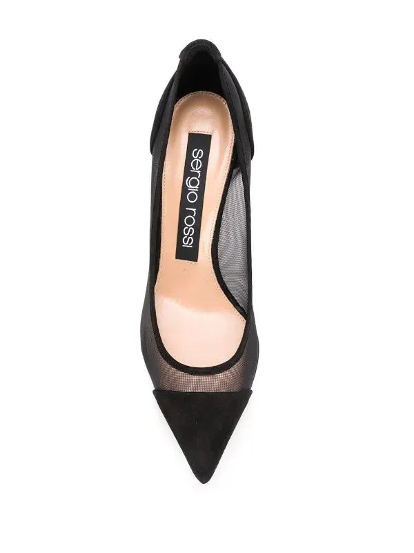 Godiva Black Suede Mesh Pumps