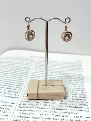 Italian Oval Cutout Earrings With Bright Crystal Centre
