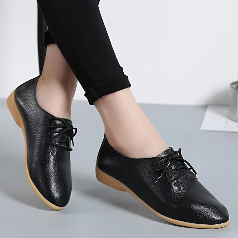 Leather Shoes Women Flats Fashion Soft Causal Moccasins Women Shoes