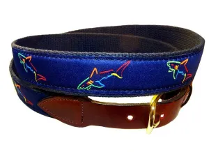 Men & Boy’s Exclusive Sport Belts | Custom Ribbon Golf Belt The Shark | Cotuit Casuals Exclusive