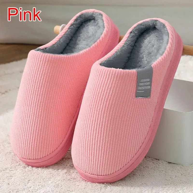 Men Indoor Home Non Slip Versatile Plush Cotton Slippers