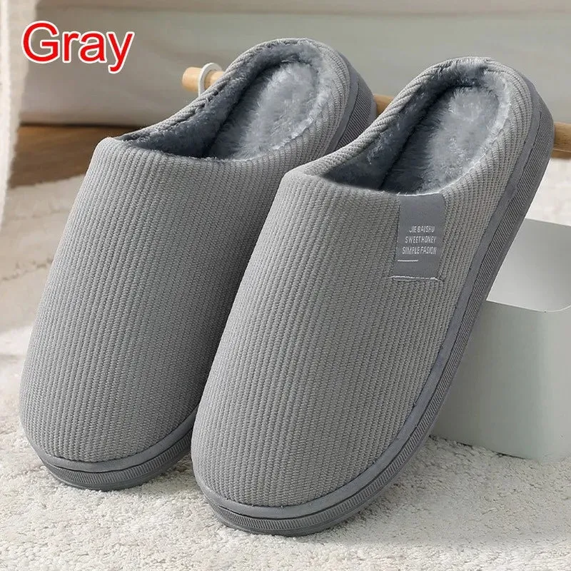 Men Indoor Home Non Slip Versatile Plush Cotton Slippers