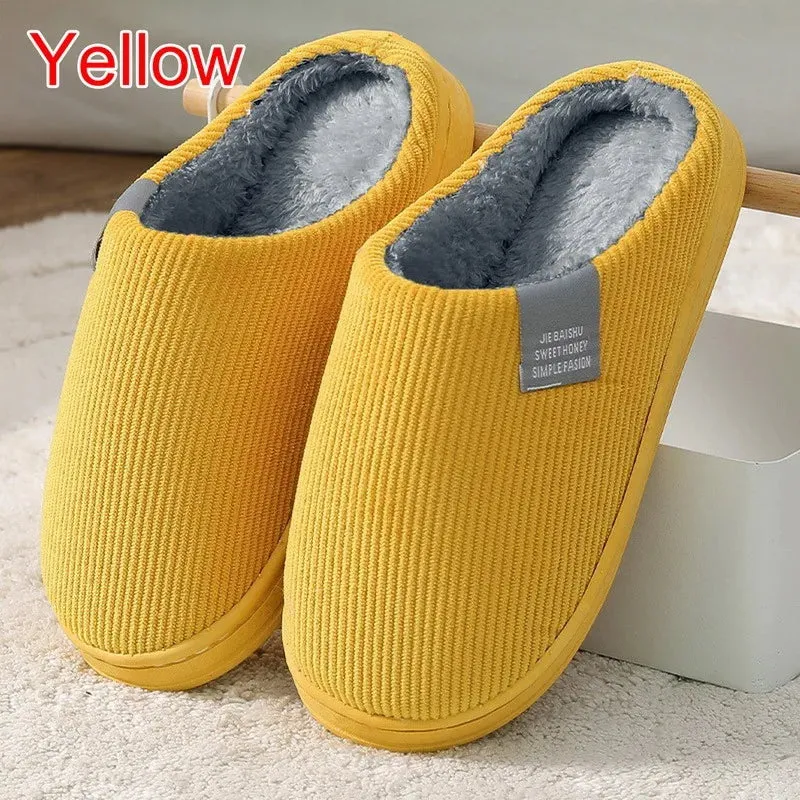 Men Indoor Home Non Slip Versatile Plush Cotton Slippers