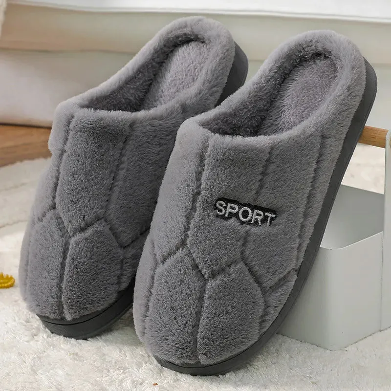 Men Indoor Home Non Slip Versatile Plush Cotton Slippers