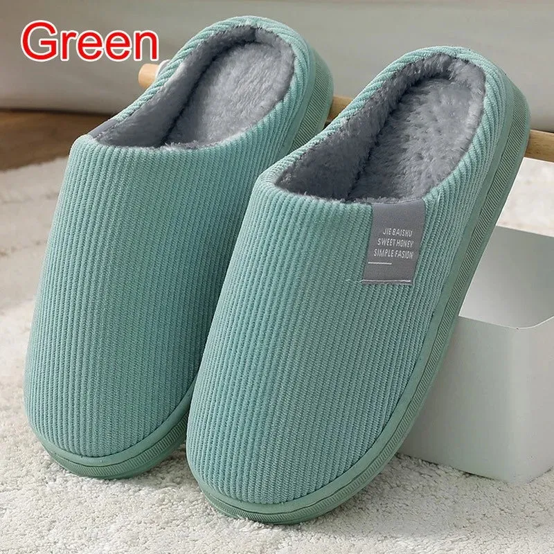 Men Indoor Home Non Slip Versatile Plush Cotton Slippers