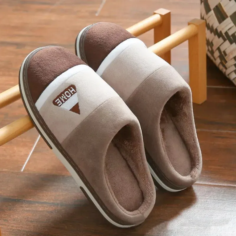 Men Indoor Home Non Slip Versatile Plush Cotton Slippers