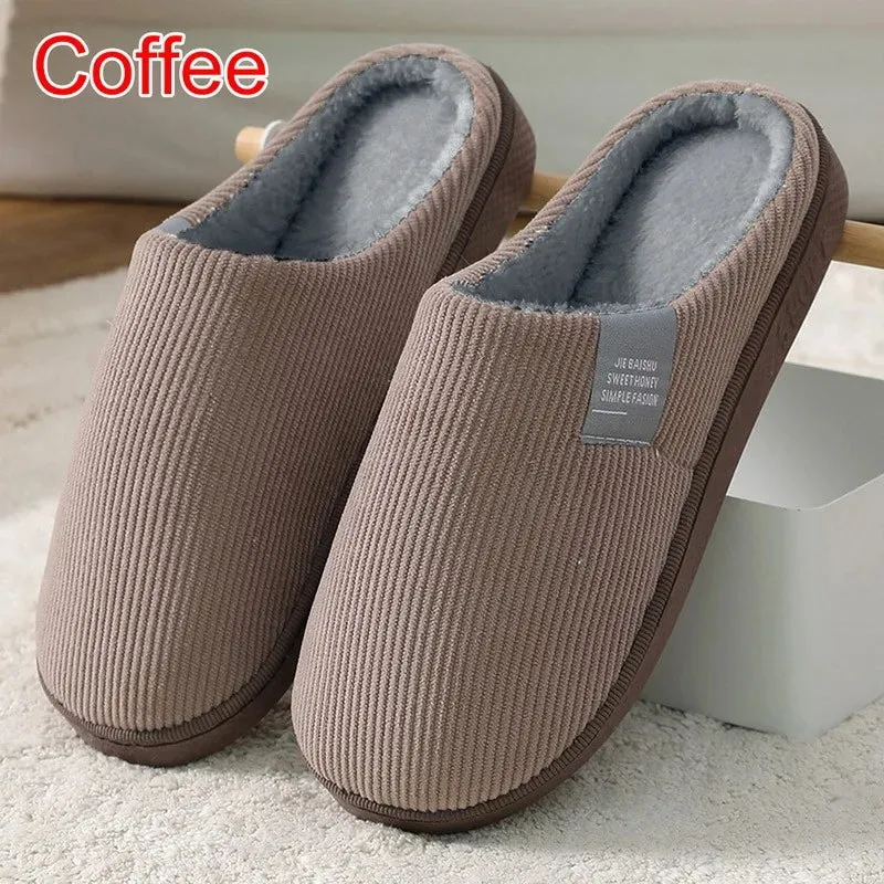 Men Indoor Home Non Slip Versatile Plush Cotton Slippers