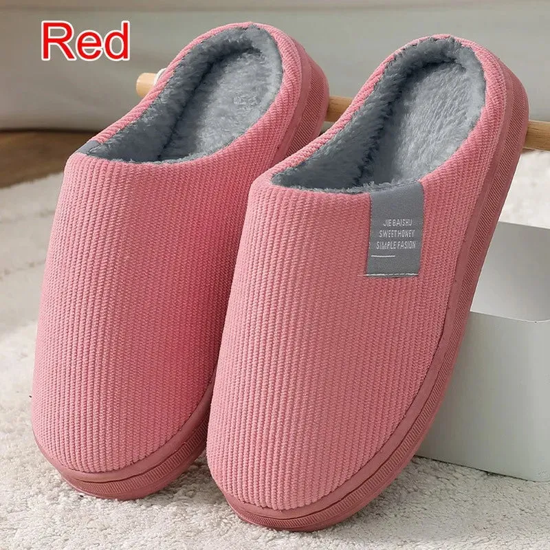 Men Indoor Home Non Slip Versatile Plush Cotton Slippers