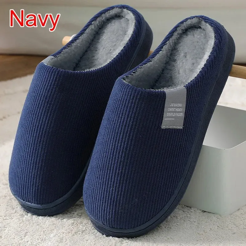Men Indoor Home Non Slip Versatile Plush Cotton Slippers
