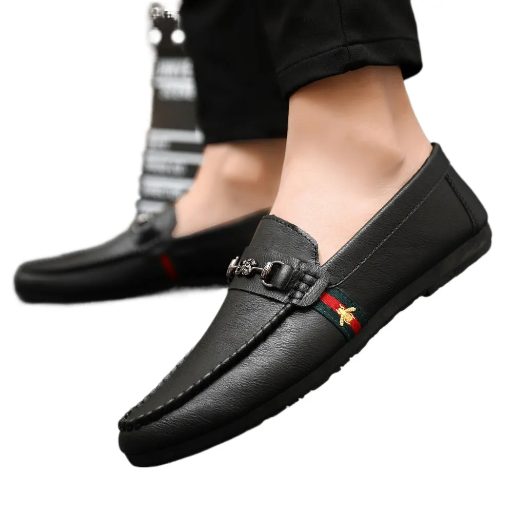 Men's casual leather shoes Men's British versatile lazy one-pedal summer men's shoes 2024 new loafers summer