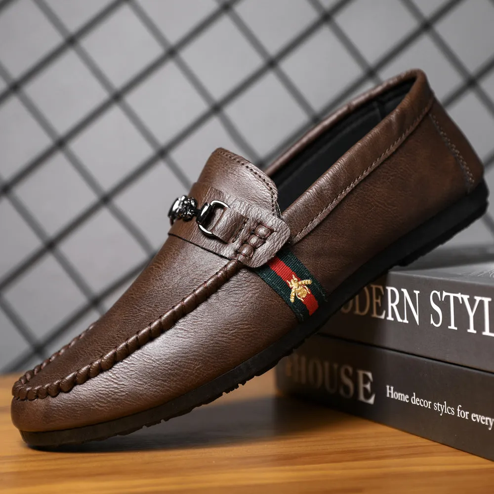 Men's casual leather shoes Men's British versatile lazy one-pedal summer men's shoes 2024 new loafers summer