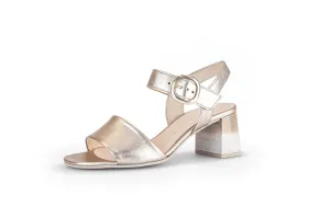 Metalic Bronze Shoe with Gold Buckle and Ombre Heel Detail