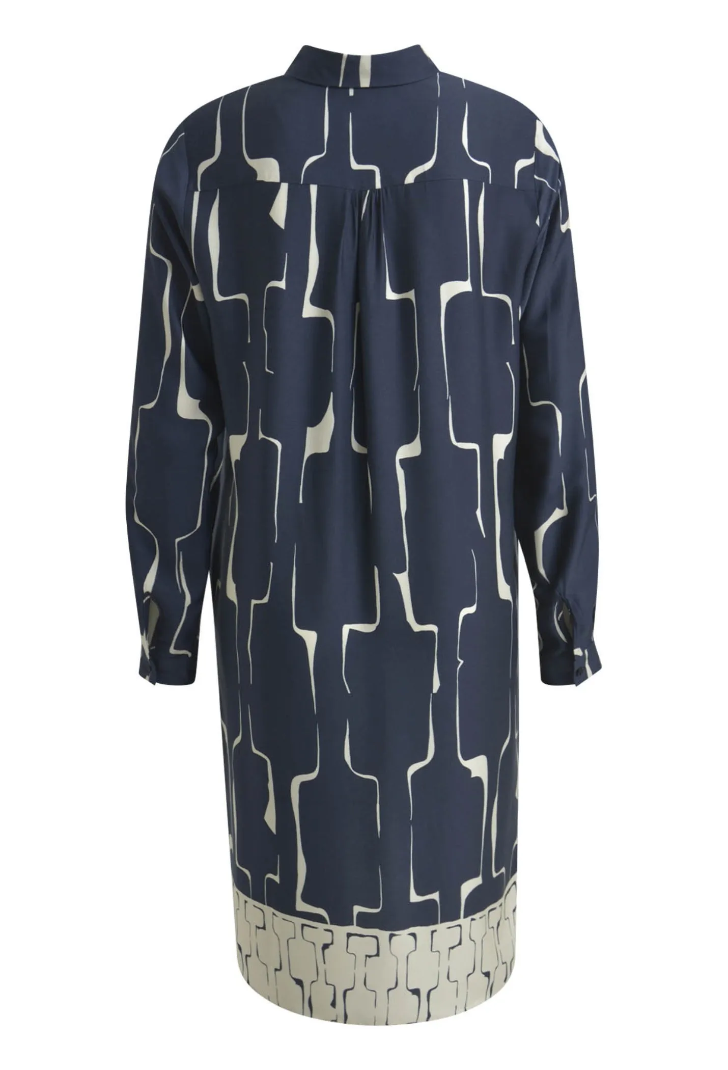 Milano 51-6408-5046 Navy Print Midi Dress with Collar