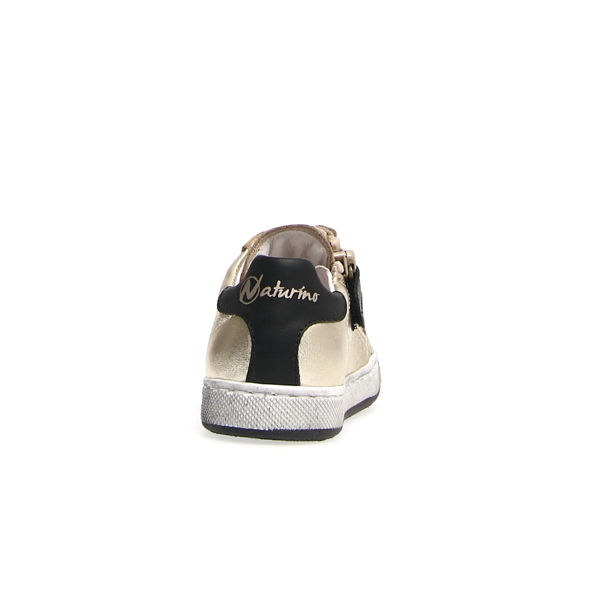 Naturino Girl's Hasselt Zip Metallic Sneaker Shoes - Gold/Black