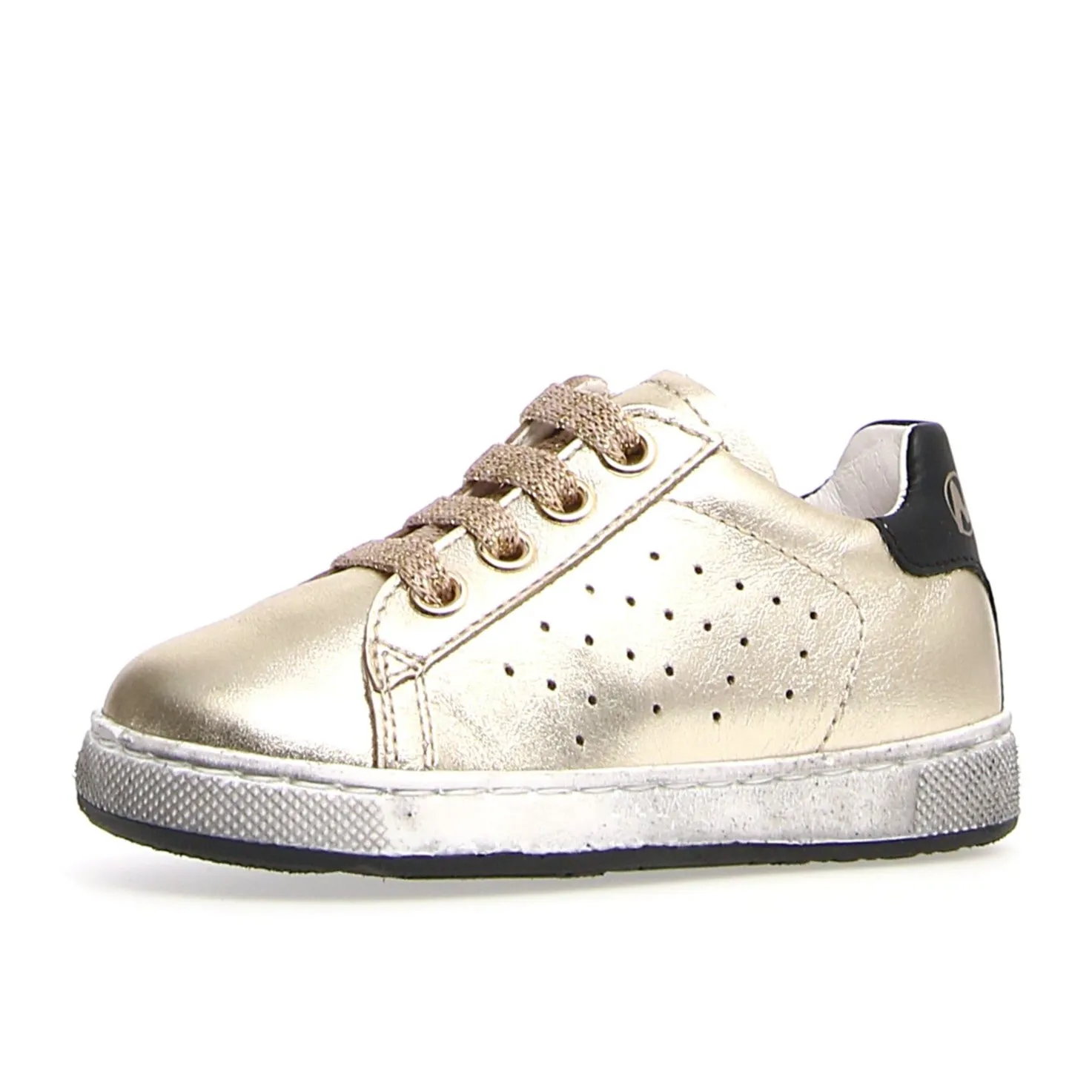 Naturino Girl's Hasselt Zip Metallic Sneaker Shoes - Gold/Black